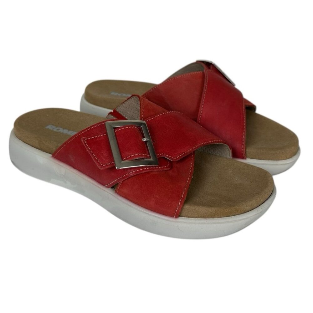 Romika Sandals Womens EU 39 leather comfort slide red adjustable
